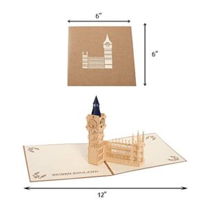 Handmade 3D Pop Up Cards - Big Ben Handmade Pop Up Greeting Card for Your Loved Ones, Wedding Anniversary Card for Couple, Valentine Day, Happy Birthday Cards