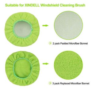 5 Pack Car Care Replaced Microfiber Clothes for XINDELL Windshield Cleaning Brush Cotton Terry Washable Car Washing Pads - 5 Inch Diameter (Green,Triangle)