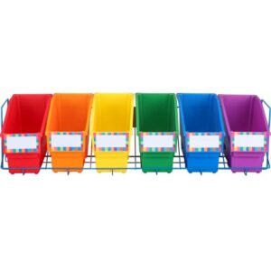 durable book and binder holders with stabilizer wing and storage rack - 6 colors