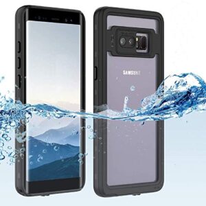 samsung galaxy note 8 waterproof case, shockproof dustproof snowproof hard shell full-body underwater protective box rugged cover and built in screen protector for galaxy note 8 (black)