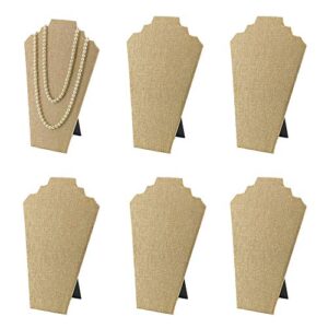 7th velvet 6pcs/ pack 12.5inches necklace display stands easel jewelry organizer stands for show, necklace bust (beige linen 6pcs)