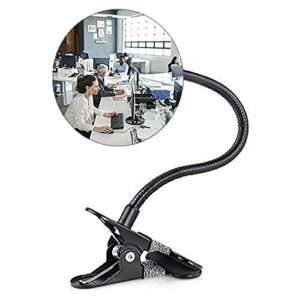 suremita security convex mirror with adjustable clip for personal safety open office environment dressing room and cubicle computer desk rear view or anywhere (round)