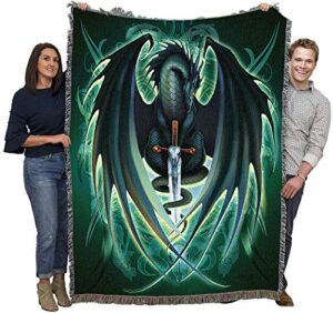pure country weavers skull blade blanket by ruth thompson - gift dragon fantasy tapestry throw woven from cotton - made in the usa (72x54)