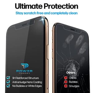 Power Theory Designed for iPhone 11 Pro Max Screen Protector Tempered Glass [9H Hardness], Easy Install Kit, 99% HD Bubble Free Clear, Case Friendly, Anti-Scratch, 2 Pack