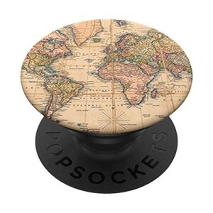 vintage travel world map design travel globe background popsockets swappable popgrip