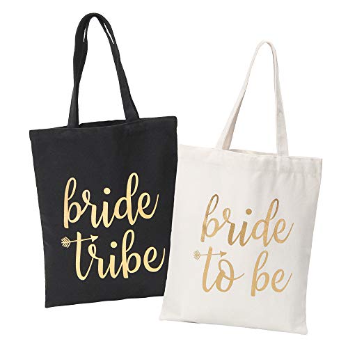 Pop Fizz Designs Bride Tribe Bags- Bridesmaid Canvas Totes and Bride Bag (12 pack)