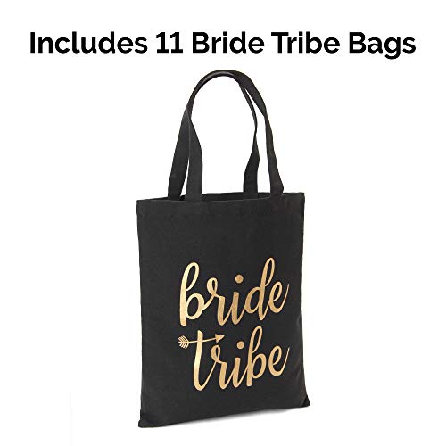 Pop Fizz Designs Bride Tribe Bags- Bridesmaid Canvas Totes and Bride Bag (12 pack)