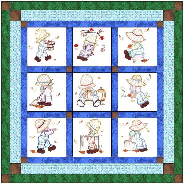 Quilt Kit Sunbonnet Sam/Pre Cut Ready to Sew/Finished Embroidery