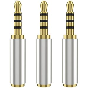 gold plated headphone adapter 3.5mm male to 2.5mm female audio headset converter 3 ring jack plug - stereo or mono - 3 pack