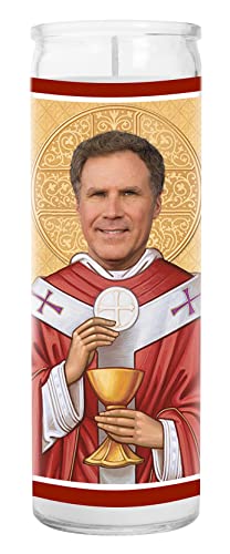 Will Ferrell Celebrity Prayer Candle - Funny Saint Candle - 8 inch Glass Prayer Votive - 100% Handmade in USA - Novelty Celebrity Gift