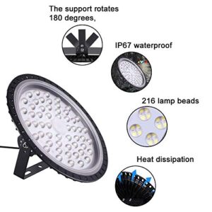 200W UFO LED High Bay Light lamp Factory Warehouse Industrial Lighting 10000 Lumen 6000-6500K IP65 Warehouse LED Lights- Commercial Bay Lighting for Garage Factory Workshop Gym (200W 3pcs)