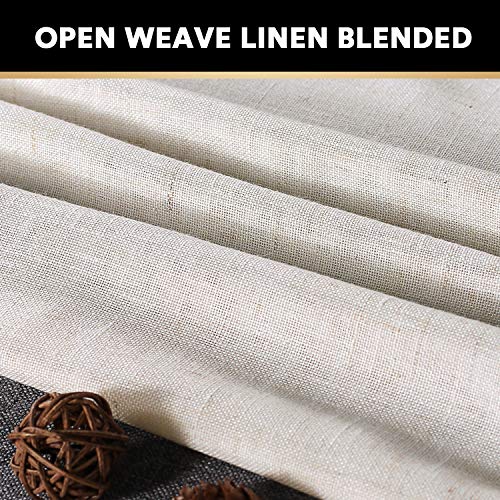 Natural Linen Blended Curtains Tab Top Linen Curtains for Living Room Home Decor Soft Rich Material Light Reducing Bedroom Drape Panels, Set of 2, 52 x 84 -Inch - Natural