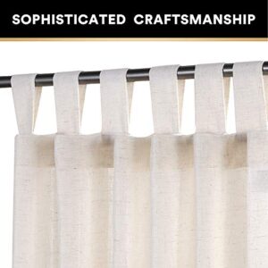 Natural Linen Blended Curtains Tab Top Linen Curtains for Living Room Home Decor Soft Rich Material Light Reducing Bedroom Drape Panels, Set of 2, 52 x 84 -Inch - Natural