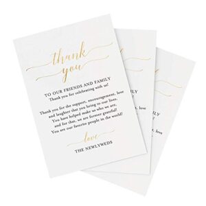 bliss collections thank you place setting, gold foil, table place cards for weddings, receptions, rehearsals, dinner parties, events and celebrations, 4"x6" (50 cards)