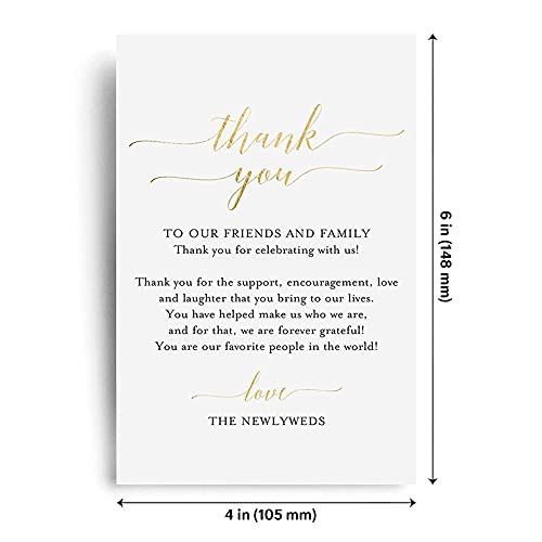 Bliss Collections Thank You Place Setting, Gold Foil, Table Place Cards for Weddings, Receptions, Rehearsals, Dinner Parties, Events and Celebrations, 4"x6" (50 Cards)