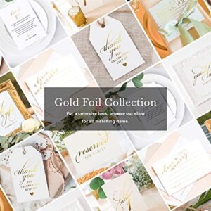 Bliss Collections Thank You Place Setting, Gold Foil, Table Place Cards for Weddings, Receptions, Rehearsals, Dinner Parties, Events and Celebrations, 4"x6" (50 Cards)