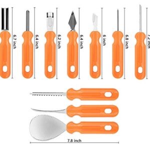 PRUGNA Halloween Pumpkin Carving Kit, 10Pcs Professional Heavy Duty Stainless Steel Tools with Carrying Case