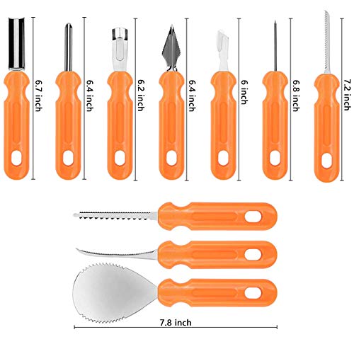 PRUGNA Halloween Pumpkin Carving Kit, 10Pcs Professional Heavy Duty Stainless Steel Tools with Carrying Case