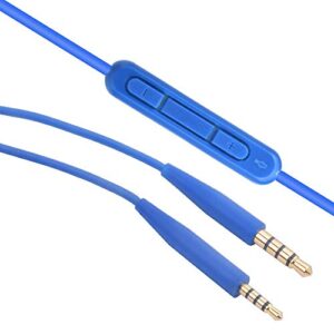 Toeasor Replacement QC25 Cable QC35 Headphone Extension Cord Audio Cable Line Compatible with Bose QC25 QC35 QC45 On-Ear OE2 SoundTrue Soundlink Headphones (Blue/Mic)