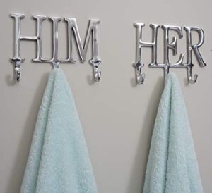 bliss & dane his and hers towel hooks for bathrooms | set of 2 him and her | towel racks for bathroom |6 robe hooks | bathroom organizer | wall mounted | bathroom towel rack | his and hers gifts