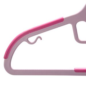 Simplify Kids 12 Pack Collar Ultimate Hangers, Non Slip Slim Space Savers, No More Stretching Baby Clothes, Pink, 3229-PINK