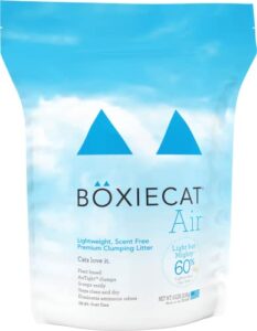 boxiecat air lightweight premium clumping cat litter -scent free- 6.5 lb- plant-based formula- stays ultra clean, longer lasting odor control, 99.9% dust free