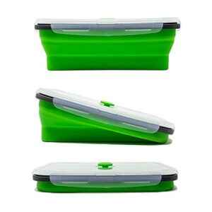 Set of 4 Collapsible Silicone Food Storage Container, Leftover Meal box For Kitchen, Bento Lunch Boxes, BPA Free, Microwave, Dishwasher and Freezer Safe. Foldable Design Saves Your Space.