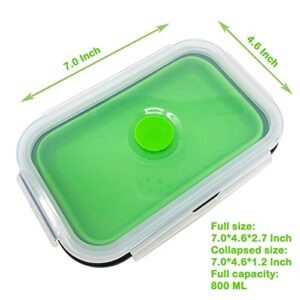 Set of 4 Collapsible Silicone Food Storage Container, Leftover Meal box For Kitchen, Bento Lunch Boxes, BPA Free, Microwave, Dishwasher and Freezer Safe. Foldable Design Saves Your Space.