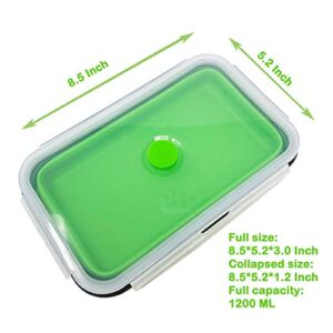 Set of 4 Collapsible Silicone Food Storage Container, Leftover Meal box For Kitchen, Bento Lunch Boxes, BPA Free, Microwave, Dishwasher and Freezer Safe. Foldable Design Saves Your Space.