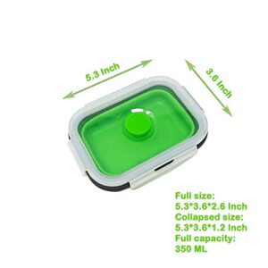 Set of 4 Collapsible Silicone Food Storage Container, Leftover Meal box For Kitchen, Bento Lunch Boxes, BPA Free, Microwave, Dishwasher and Freezer Safe. Foldable Design Saves Your Space.