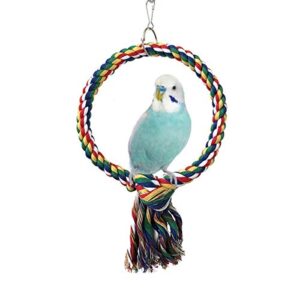 bird rope swing colorful perch climbing toy for parrots budgie parakeet cockatiel cockatoo conure (a: swing ring toy-s)