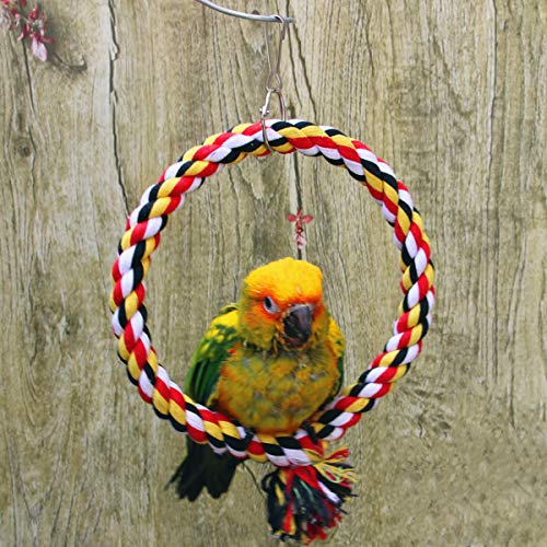 Bird Rope Swing Colorful Perch Climbing Toy for Parrots Budgie Parakeet Cockatiel Cockatoo Conure (A: Swing Ring Toy-S)