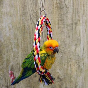 Bird Rope Swing Colorful Perch Climbing Toy for Parrots Budgie Parakeet Cockatiel Cockatoo Conure (A: Swing Ring Toy-S)