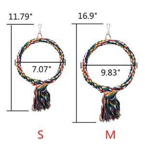 Bird Rope Swing Colorful Perch Climbing Toy for Parrots Budgie Parakeet Cockatiel Cockatoo Conure (A: Swing Ring Toy-S)