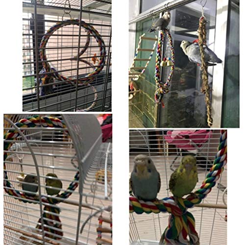 Bird Rope Swing Colorful Perch Climbing Toy for Parrots Budgie Parakeet Cockatiel Cockatoo Conure (A: Swing Ring Toy-S)