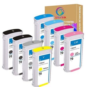 colorink compatible ink cartridge replacement for hp 70 ink cartridge 130ml worked with hp designjet z2100 z3100 z3200 z5200 printer (pack of 8)