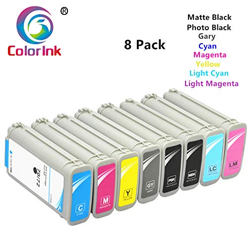 ColorInk Compatible Ink Cartridge Replacement for HP 70 Ink Cartridge 130ml Worked with HP Designjet Z2100 Z3100 Z3200 Z5200 Printer (Pack of 8)