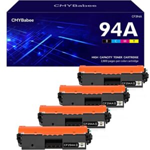 cmybabee compatible toner cartridge replacement for hp 94a cf294a black toner cartridge for hp m118dw, mfp m148dw m148fdw m149fdw m148 m118 m149 toner ink printer (black, 4-pack)