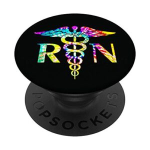 lovely rn registered nurse tie dye popsockets grip and stand for phones and tablets