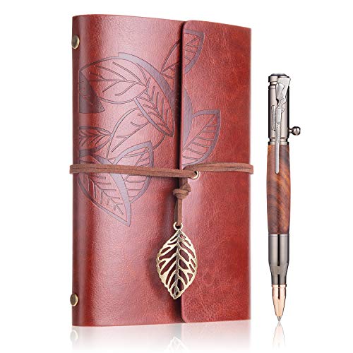 SHALORY Leather Journal Notebook Gift Set with Luxury Bolt Action Pen & Gift Box for Men & Women Graduation Travel Diary Writing