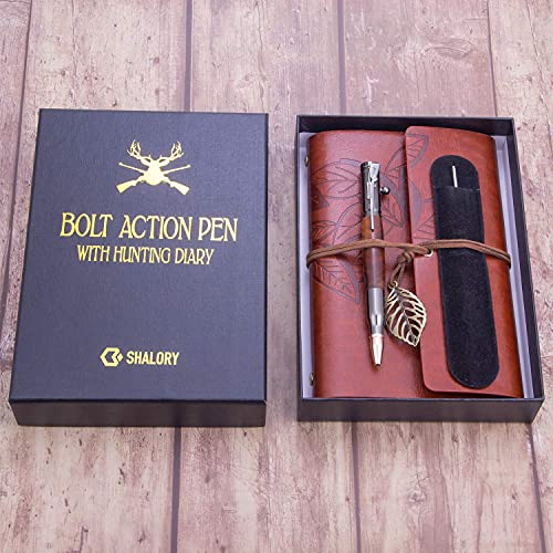 SHALORY Leather Journal Notebook Gift Set with Luxury Bolt Action Pen & Gift Box for Men & Women Graduation Travel Diary Writing