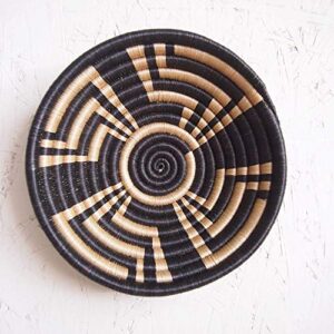 small african basket- musoma/rwanda basket/woven bowl/sisal & sweetgrass basket/black, tan