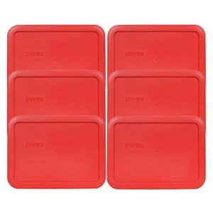 pyrex 7210-pc 3-cup red plastic food storage replacement lids, made in the usa - 6 pack
