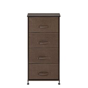 4-tier dresser tower, fabric drawer organizer with 4 easy pull drawers with metal frame,wooden tabletop for living room (brown)