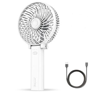 easyacc mini handheld fan, usb desk fan rechargeable battery operated fan 5-23 hours 3 speeds foldable strong wind personal powerful cooling fan portable for travel camping office home