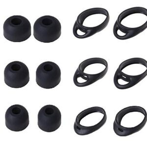 BLLQ Replacement for Samsung Gear IconX (2018 Edition) Ear Tips Wingtips 12 PCS Accessories, Silicone Earhooks Earbuds Cover Eargels Eartips Compatible with Gear IcoonX, Black 12pcs