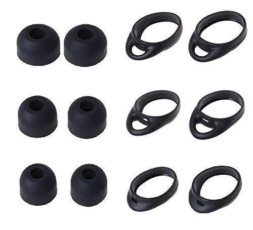 BLLQ Replacement for Samsung Gear IconX (2018 Edition) Ear Tips Wingtips 12 PCS Accessories, Silicone Earhooks Earbuds Cover Eargels Eartips Compatible with Gear IcoonX, Black 12pcs