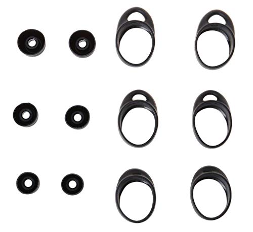 BLLQ Replacement for Samsung Gear IconX (2018 Edition) Ear Tips Wingtips 12 PCS Accessories, Silicone Earhooks Earbuds Cover Eargels Eartips Compatible with Gear IcoonX, Black 12pcs