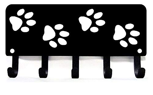 The Metal Peddler Walking Dog Paws Key Rack Hanger & Holder- Small 6 inch Wide - Made in USA