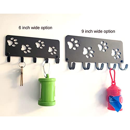 The Metal Peddler Walking Dog Paws Key Rack Hanger & Holder- Small 6 inch Wide - Made in USA